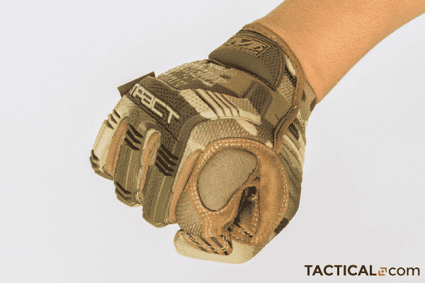 What the Mechanix Multicam M-Pact Tactical Gloves look like when you clench your fists.