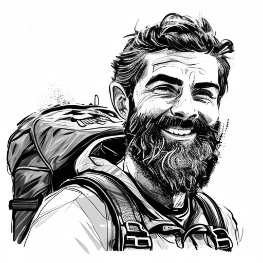 A smiling outdoorsman with a backpack strapped to his back
